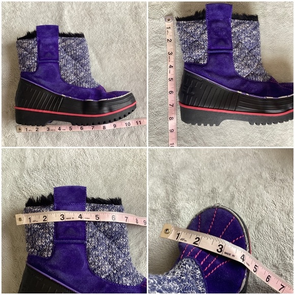 Sorel Tivoli II Suede Fur Lined Waterproof Pull-On Boot Purple Metallic Knit 6 - Picture 17 of 17